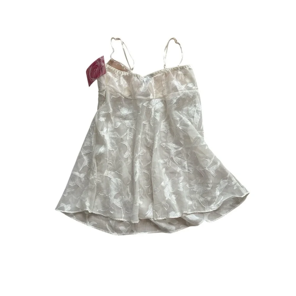 Vintage Cinema Etoile White‎ Satin Babydoll Nightgown Size Small NWT Deadstock